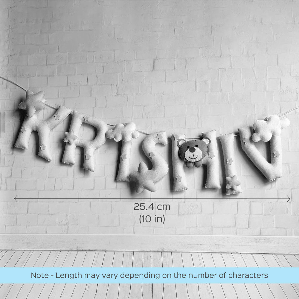 Personalized Felt Kids Farm Animal Themed Bunting With Hangings - Hanging Banner Front View with Measurement
