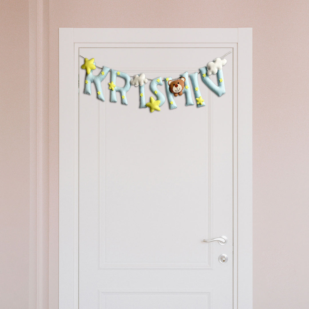 Personalized Felt Kids Farm Animal Themed Bunting With Hangings - Hanging Above Doorframe Display