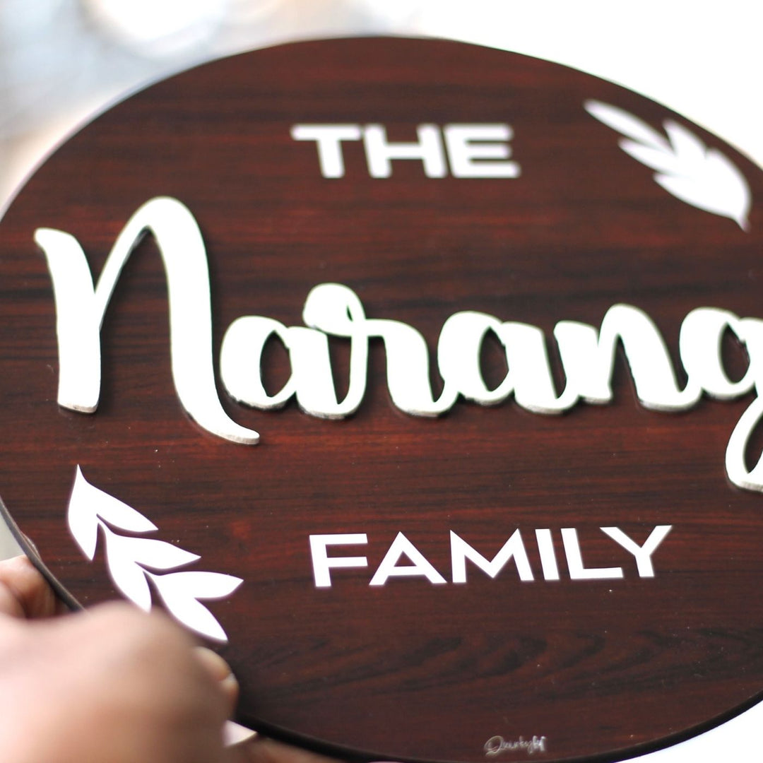 Personalized Printed Family Mdf Wood Name Plate With 3D Letters 1 - Close-up of Raised Lettering