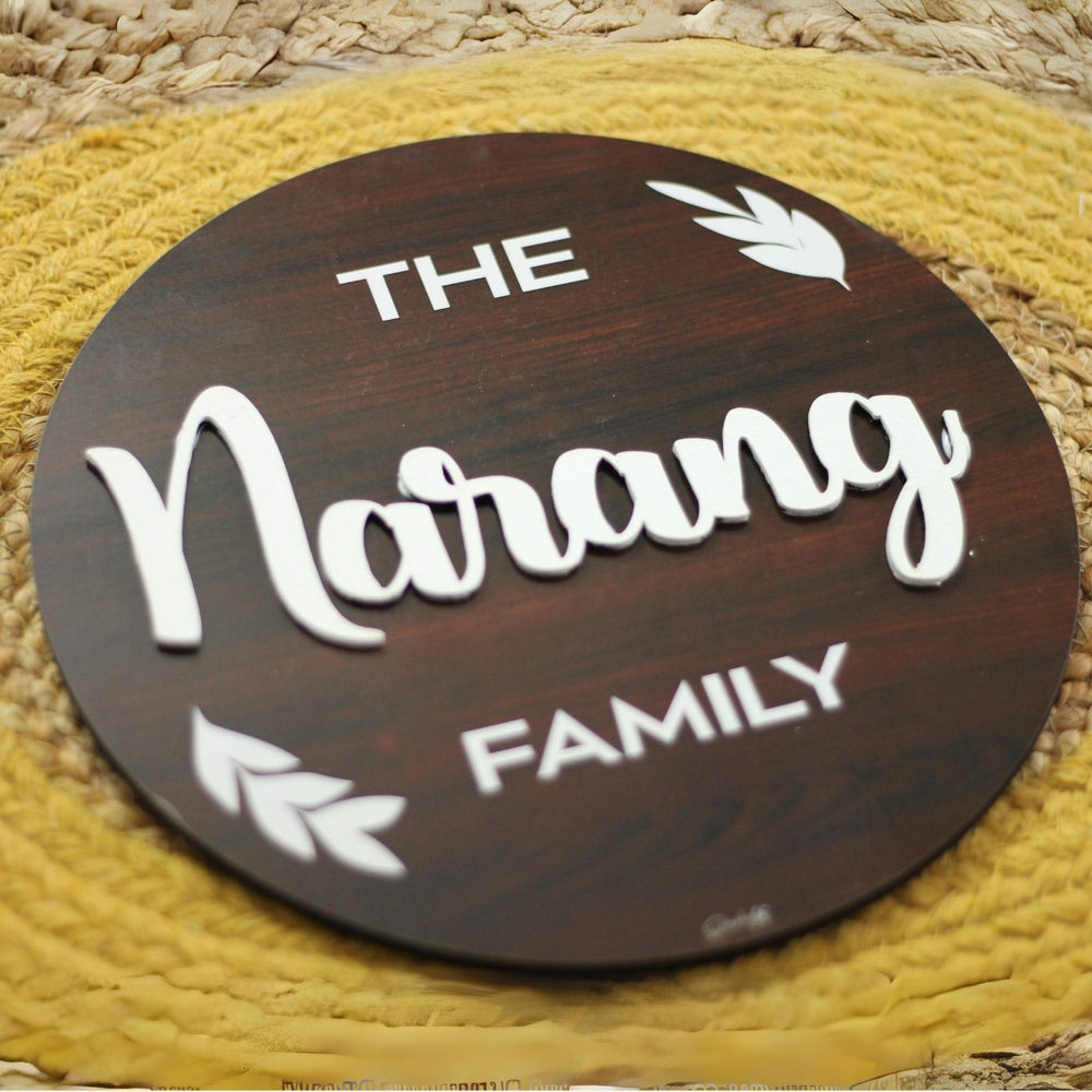 Personalized Printed Family Mdf Wood Name Plate With 3D Letters 1 - Top Angle Flat Lay Display