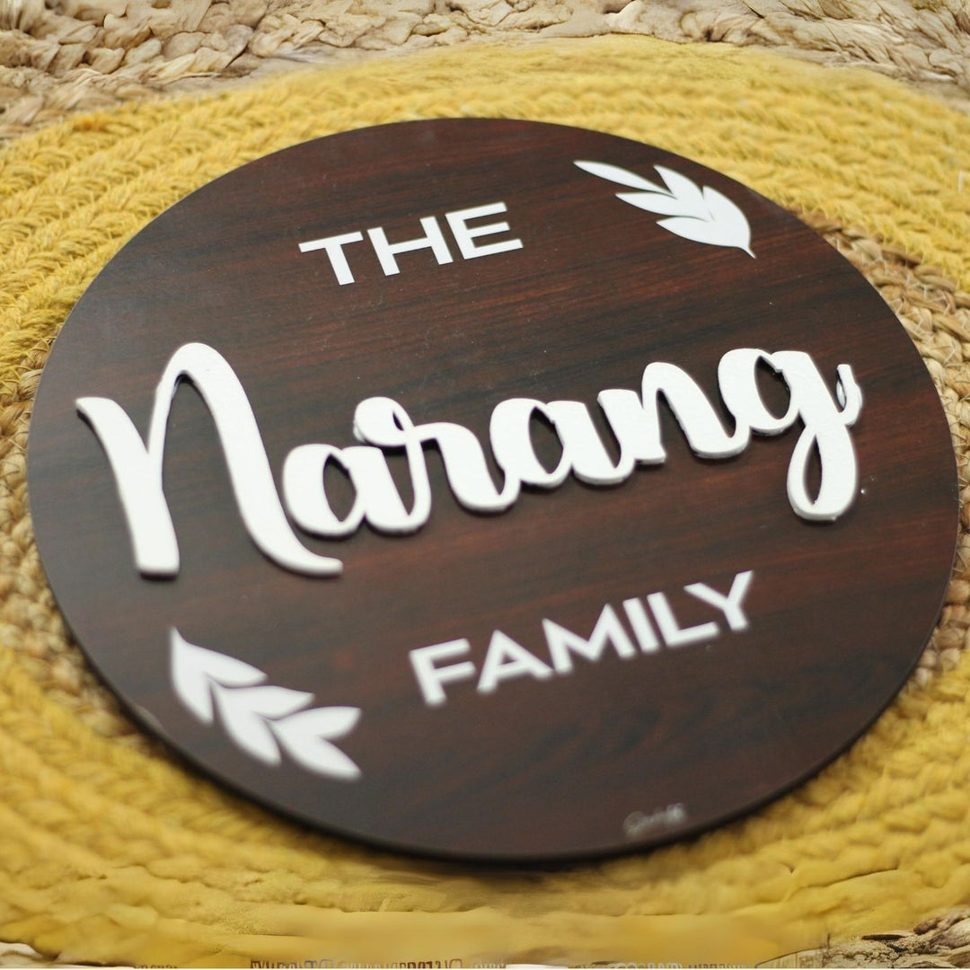 Personalized Printed Family Mdf Wood Name Plate With 3D Letters 1 - Top Angle Flat Lay Display