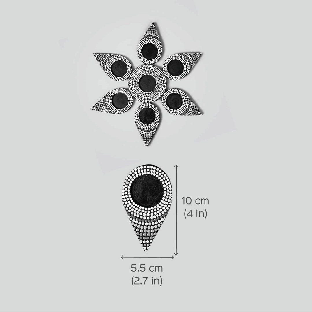 7 Pc Flower Petals Dot Art Rangoli Tealight Holder