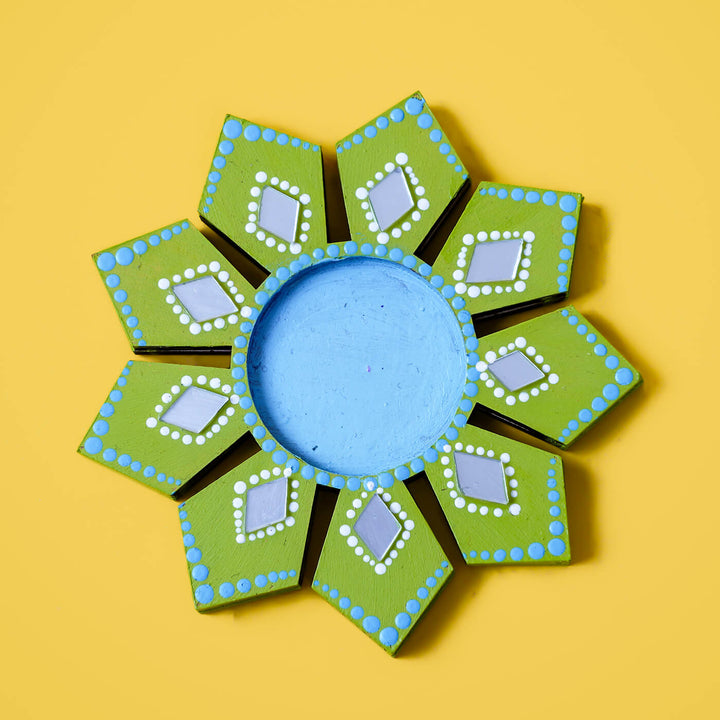 Geometric Flower Design Dot Art Festive Tealight Holder | Set of 2