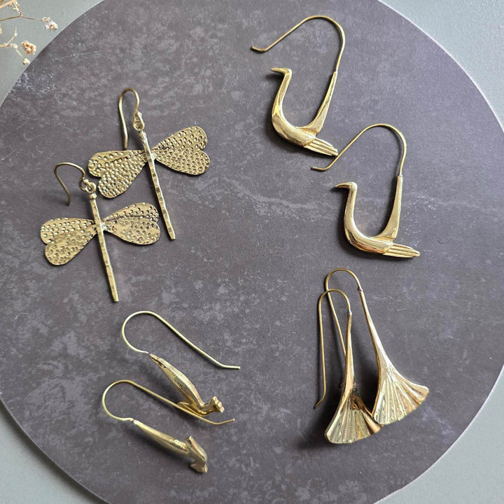Handmade Nature'S Symphony Brass Earrings | Set Of 4