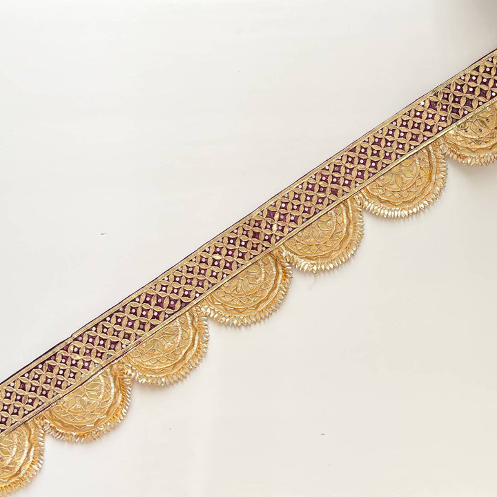 40 In | Handmade Gota Patti Golden & Purple Round Geometry Toran