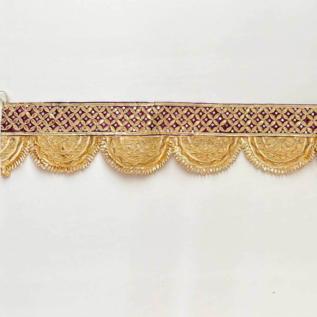 40 In | Handmade Gota Patti Golden & Purple Round Geometry Toran