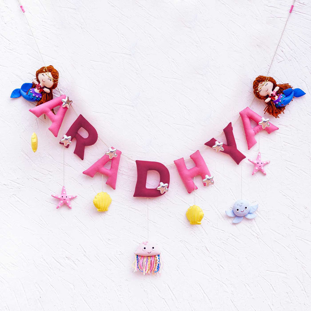 Handcrafted Personalized Themed Bunting For Kids Mystique Mermaid - Name Personalization Hanging Display