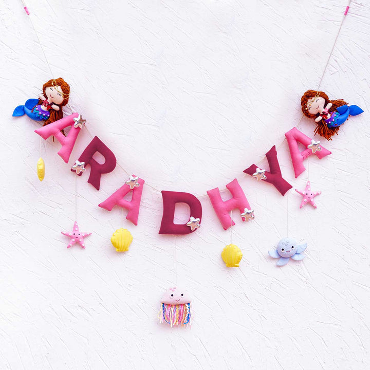 Handcrafted Personalized Themed Bunting For Kids Mystique Mermaid - Name Personalization Hanging Display