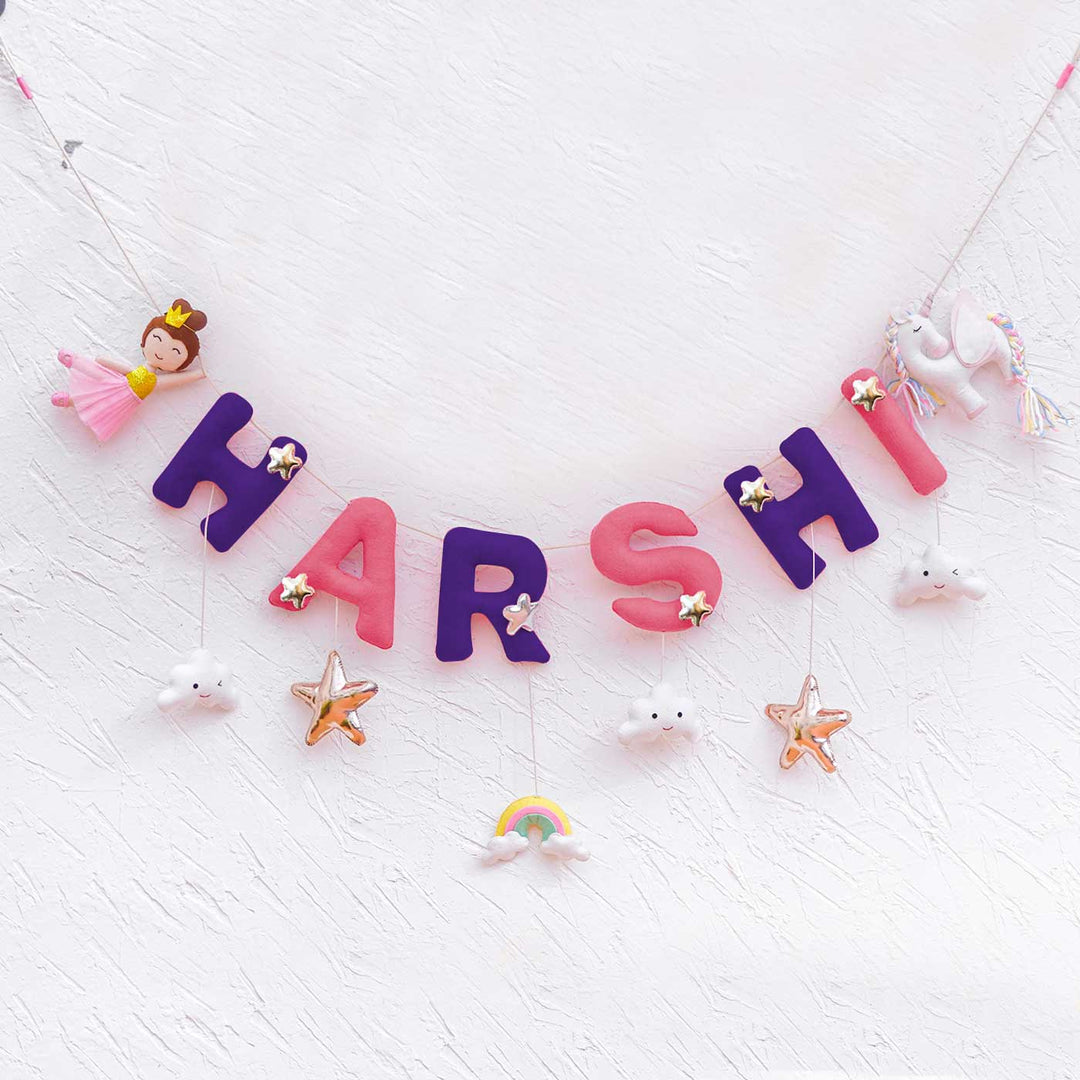 Handcrafted Personalized Themed Bunting For Kids Unicorn - Name Personalization Example Hanging Garland