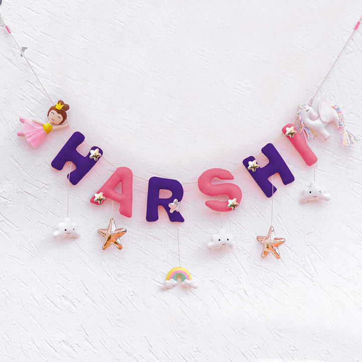 Handcrafted Personalized Themed Bunting For Kids Unicorn - Name Personalization Example Hanging Garland