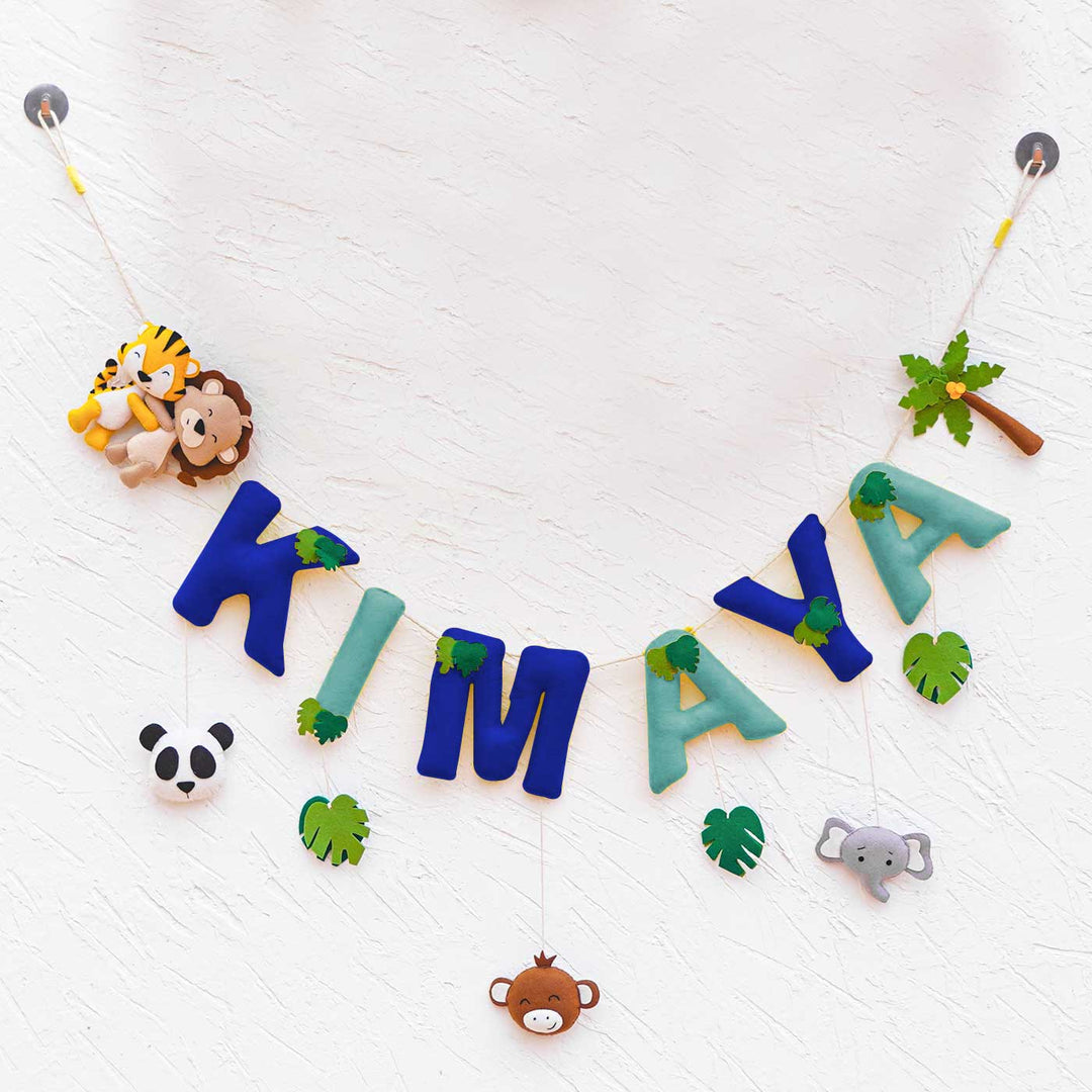 Handcrafted Personalized Themed Bunting For Kids Animal Safari - Hanging Personalized Name Garland Display