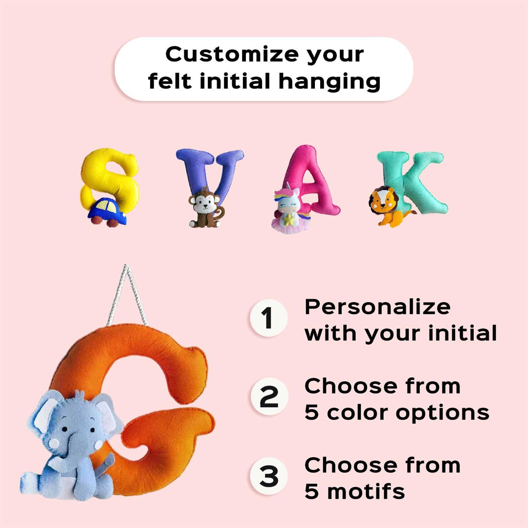 Customised Jumbo Felt Letters Initial Hanging For Kids - Name Personalization Example
