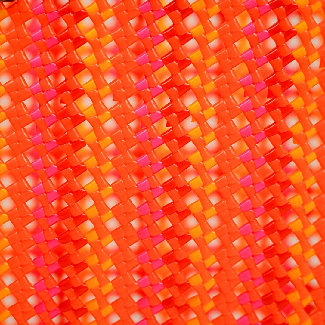 Red And Orange Stripes Handmade Wire Koodai Tote Bag