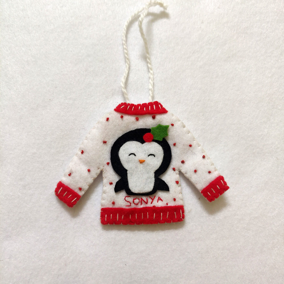 Handmade Personalized Felt Sweater Christmas Ornament