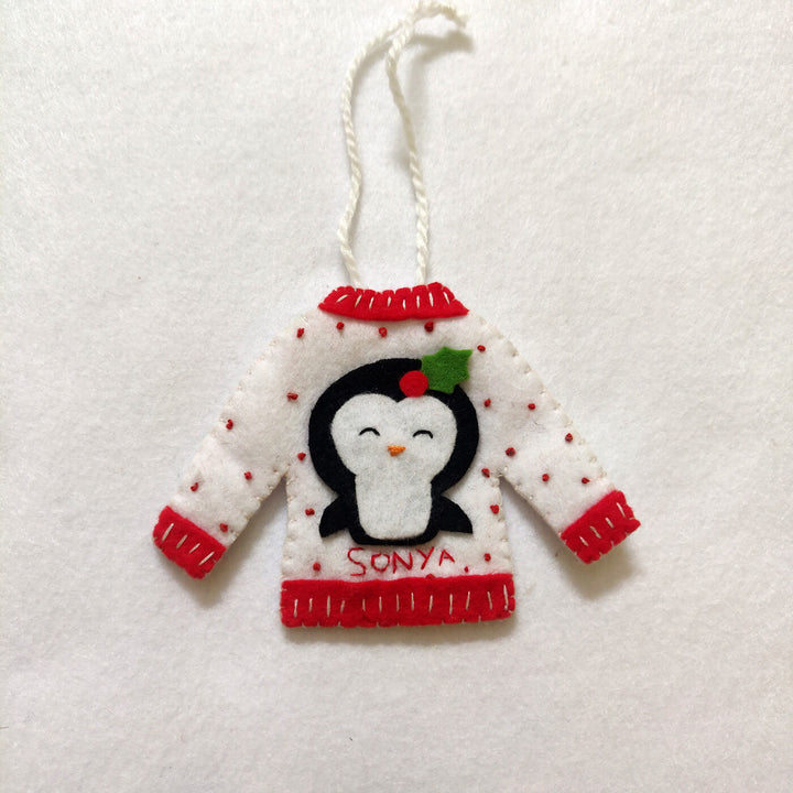 Handmade Personalized Felt Sweater Christmas Ornament