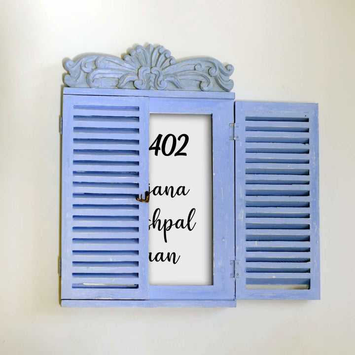 Ornate Carved Window Personalised Distress Finish Pine Wood Nameplate