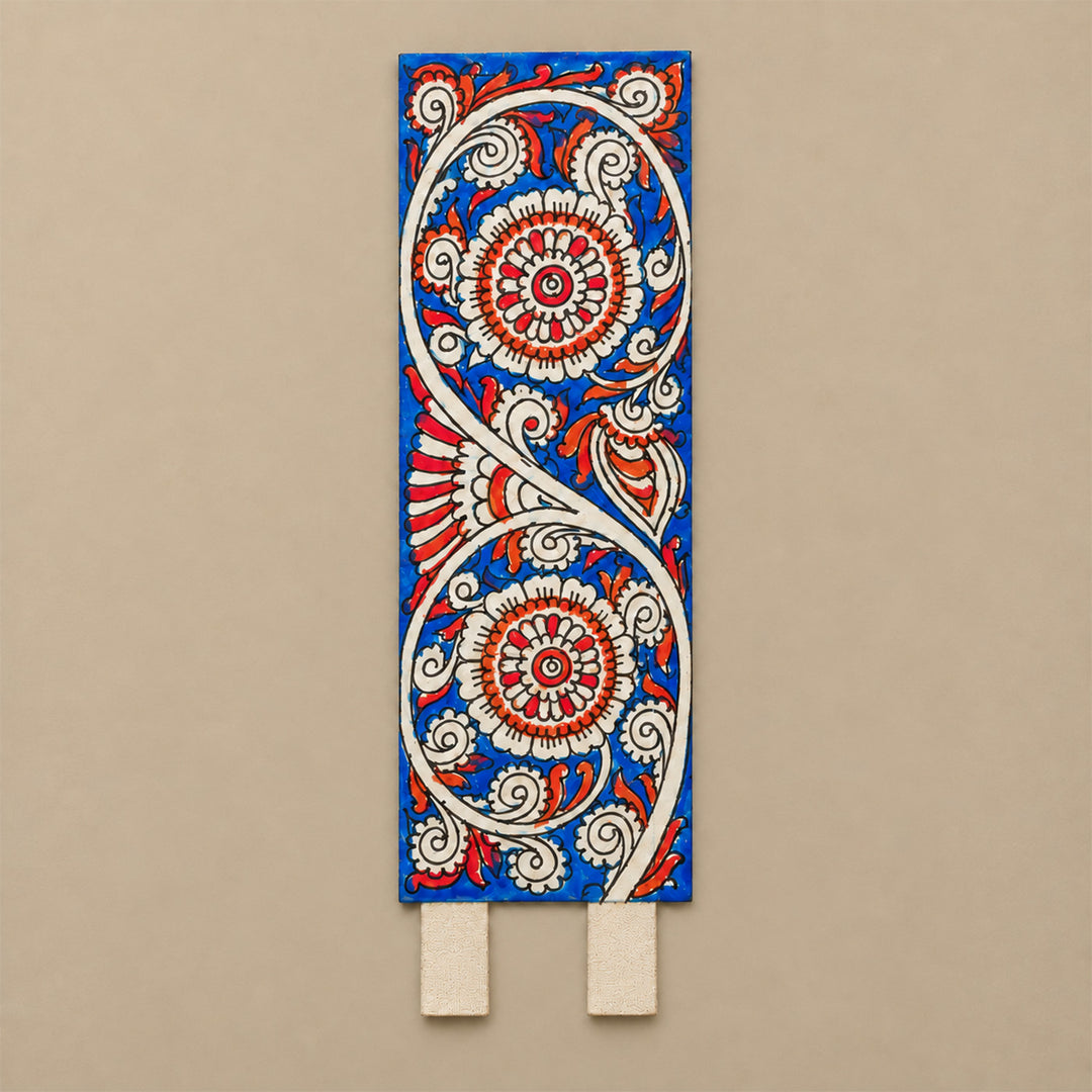 Hand-Painted Tholu Bloom Parchment Leather Votive Tealight Holder With Channapatna Base