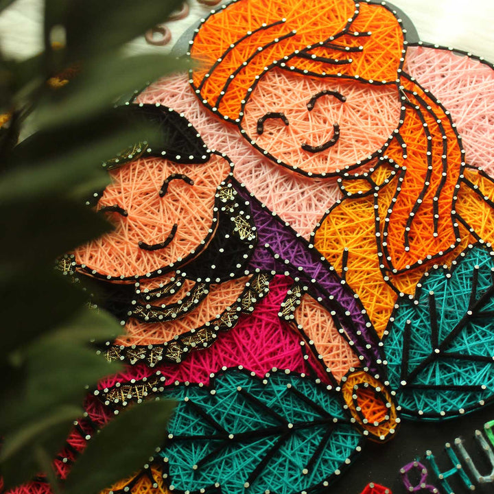 Personalized String Art Our Wedding Day Mdf Wood Name Plate - Close-up of String Art Detailing