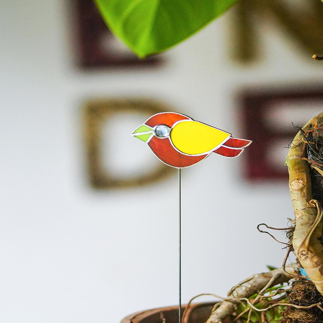 Handcrafted Stained Glass Bird Garden Stake
