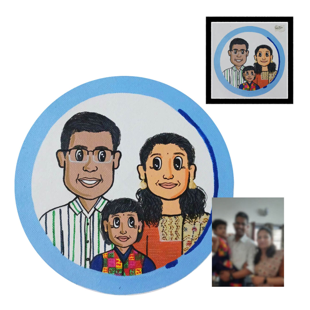 Handpainted Personalized Caricature With Wooden Frame