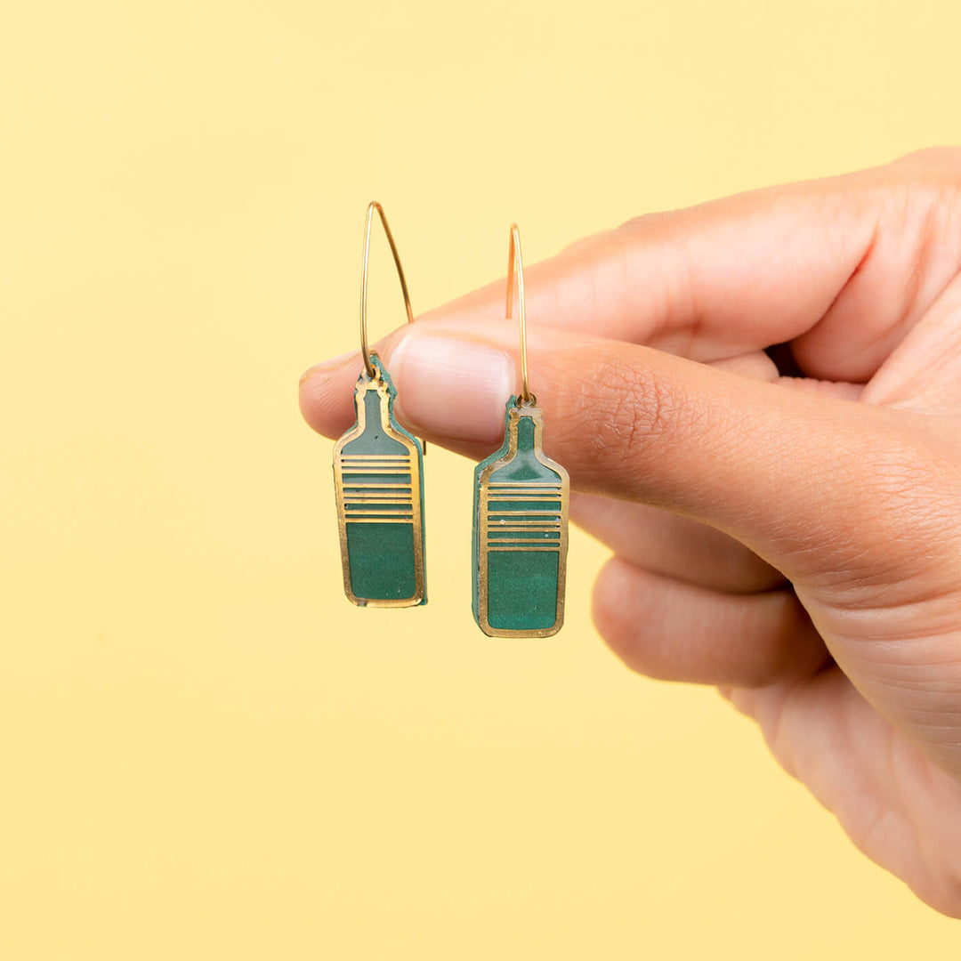 Handmade Clay Bottle Dangler Earrings