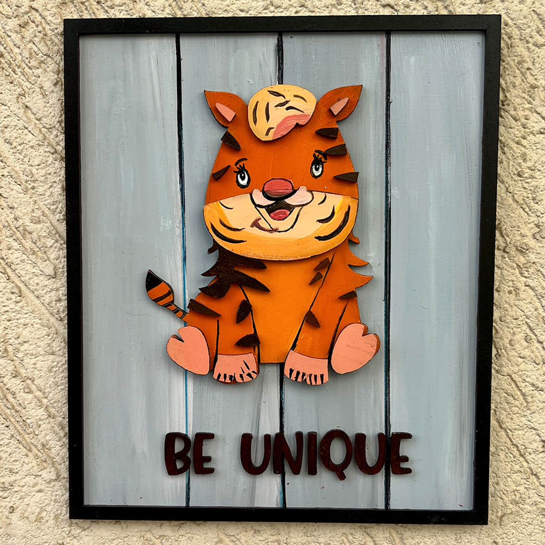 Hand Painted Affirmations Animal Wall Art For Kids - Front View Mounted on Wall
