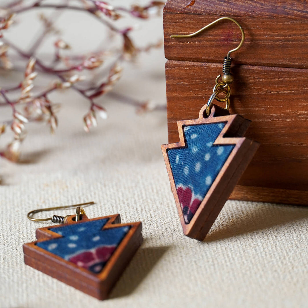 Handcrafted Wood & Fabric Arrow Earrings & Necklace