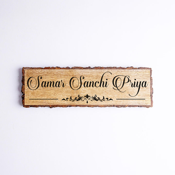 Handcrafted Mango Wood Personalized Name Plate - Front View of Name Personalization