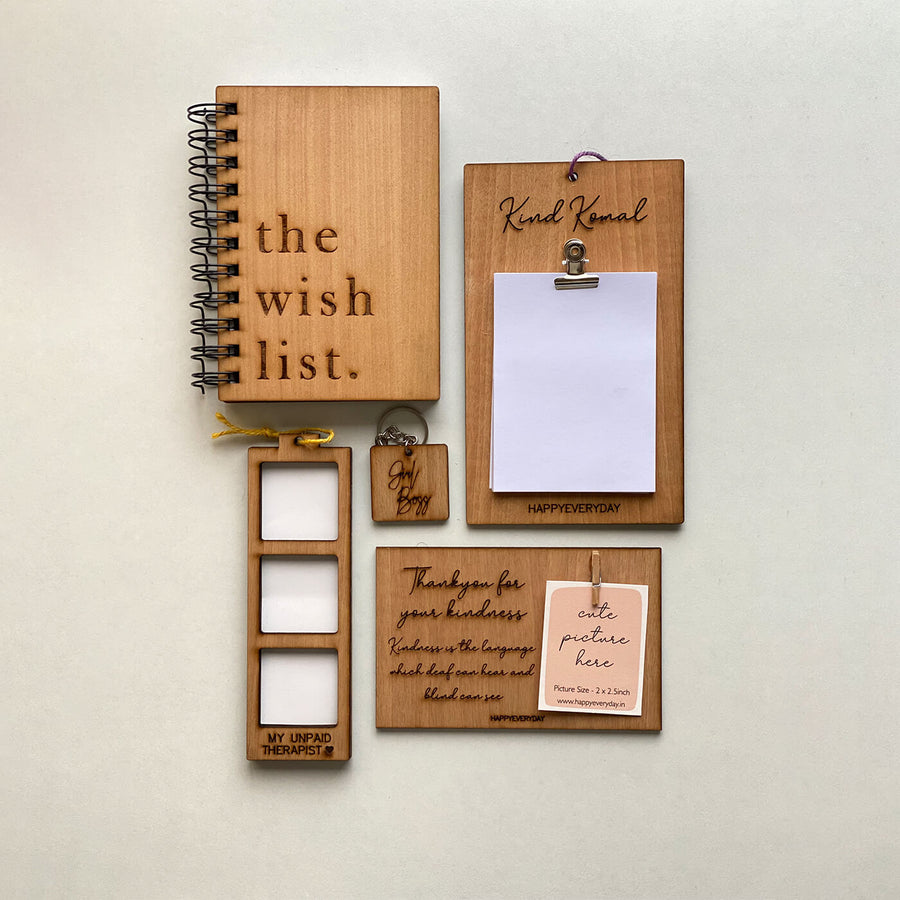 Stationery Rakhi Gift Hamper For Brothers With Roli Chawal - Top View of All Items