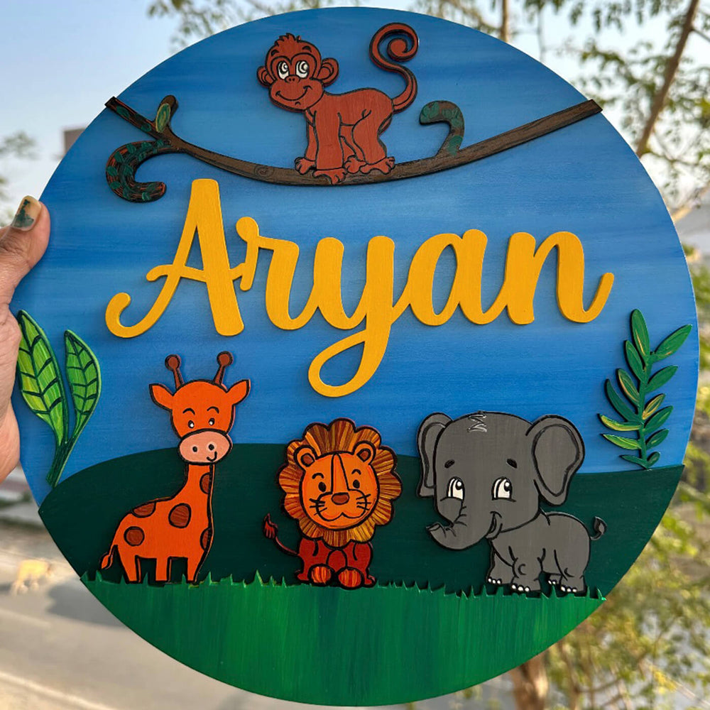 Hand Painted Personalised Kids Name Plate 2 - Name Personalization Example Front View