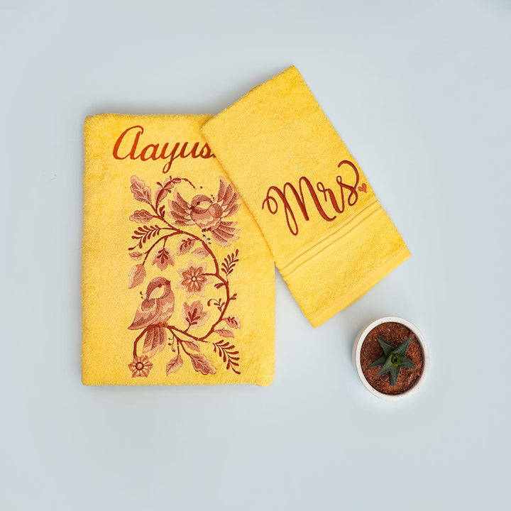 Embroidered Personalized Egyptian Cotton Couple Towel | Set of 4