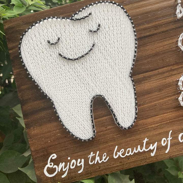 Personalised Dentist Name Plate With Tooth String Art - Close-up of String Art Detail