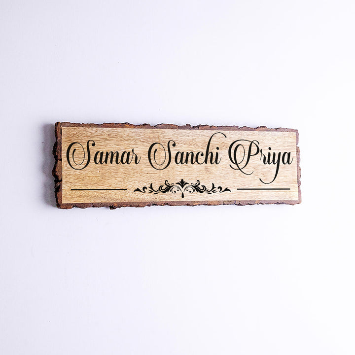 Handcrafted Mango Wood Personalized Name Plate - Front View with Name Personalization