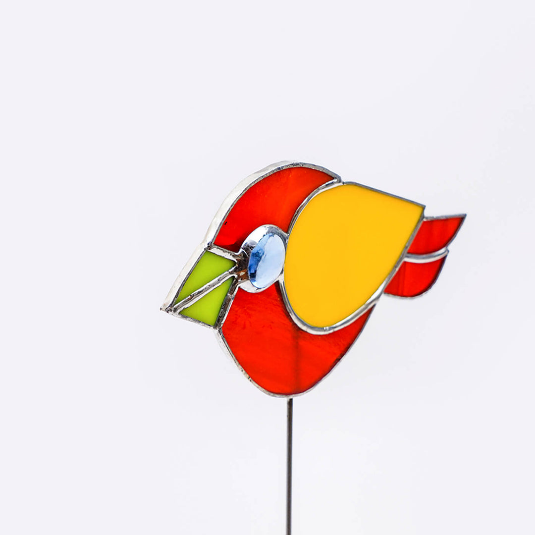 Handcrafted Stained Glass Bird Garden Stake