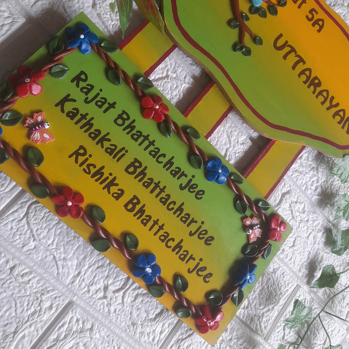 Handcrafted Personalised Bird Themed Name Plate - Name Personalization Example Hanging