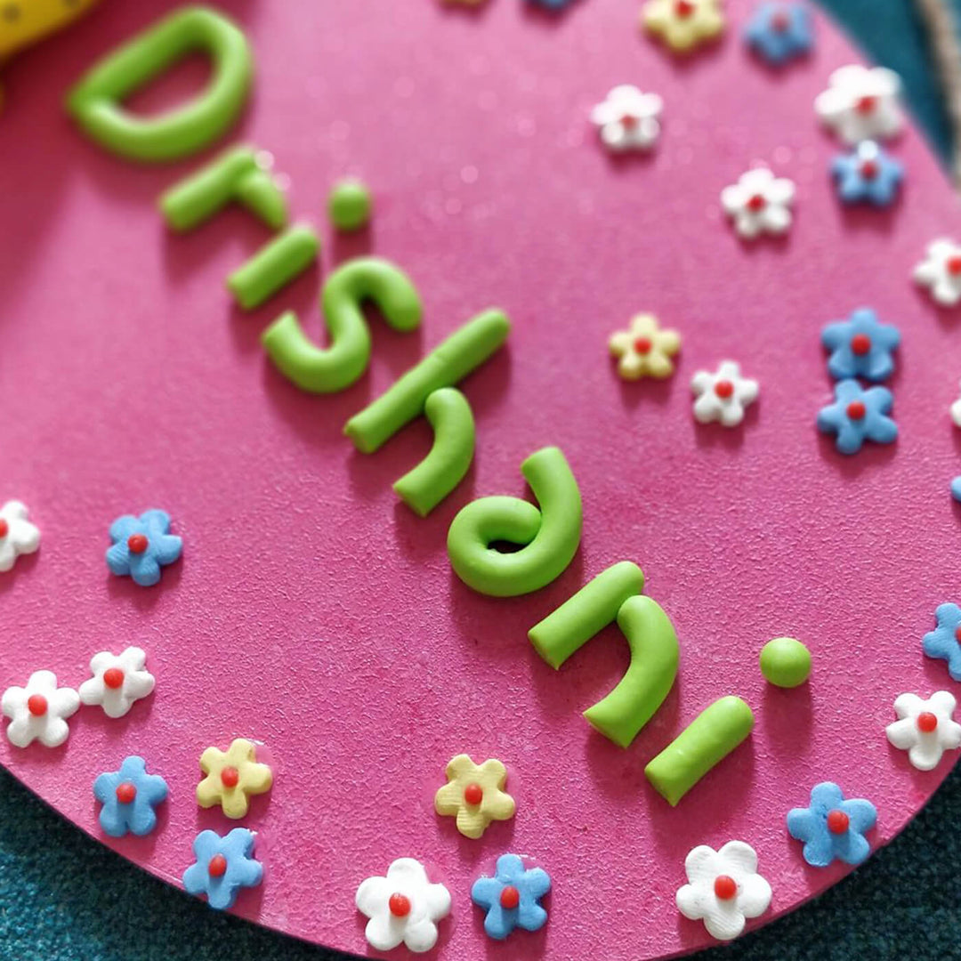 Handcrafted Personalized Clay Caricature Baby Shower Name Plate - Name Personalization Close-up