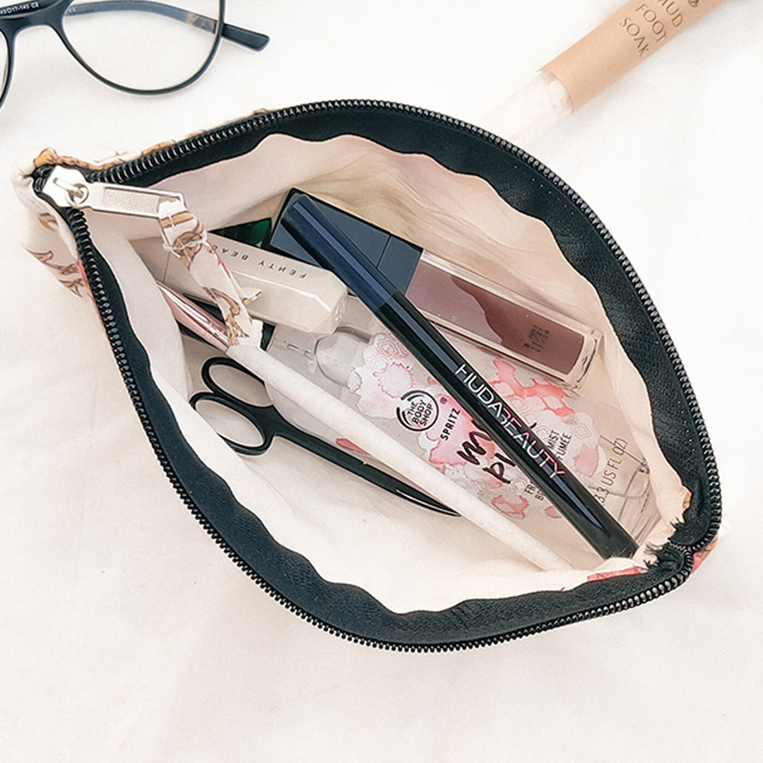Handcrafted Fabric Indigo Chevron Utility Pouch