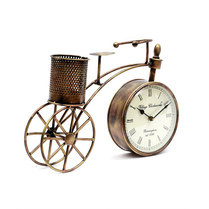 Handcrafted Iron Pen Stand & Table Clock