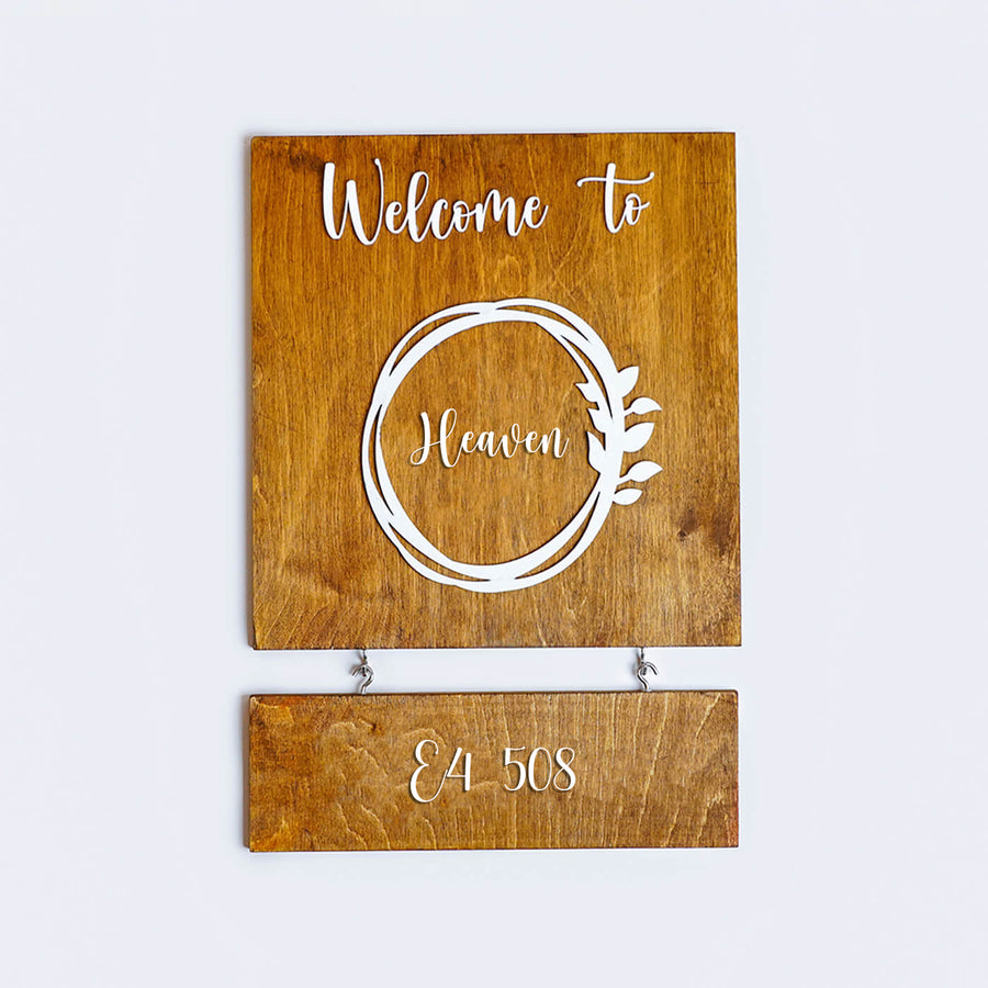 Rectangular Welcome Home Name Plate - Front View Hanging Sign