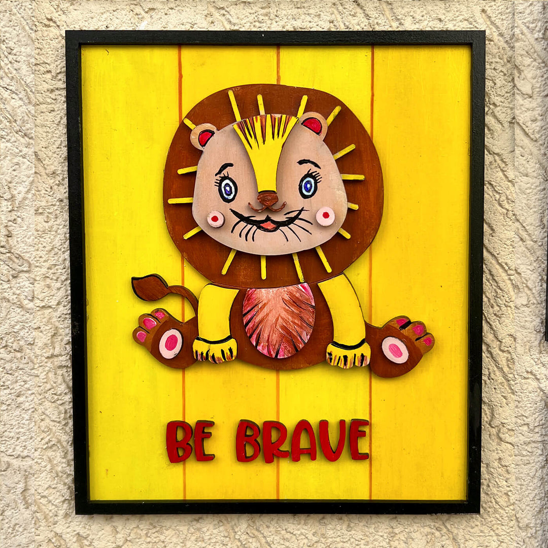 Hand Painted Affirmations Animal Wall Art For Kids - Frontal View Hanging on Wall