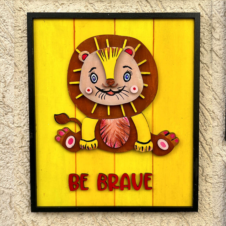 Hand Painted Affirmations Animal Wall Art For Kids - Frontal View Hanging on Wall