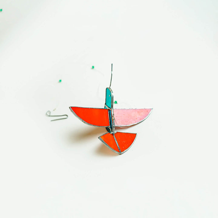 Handcrafted Stained Glass Hanging Suncatcher Bird