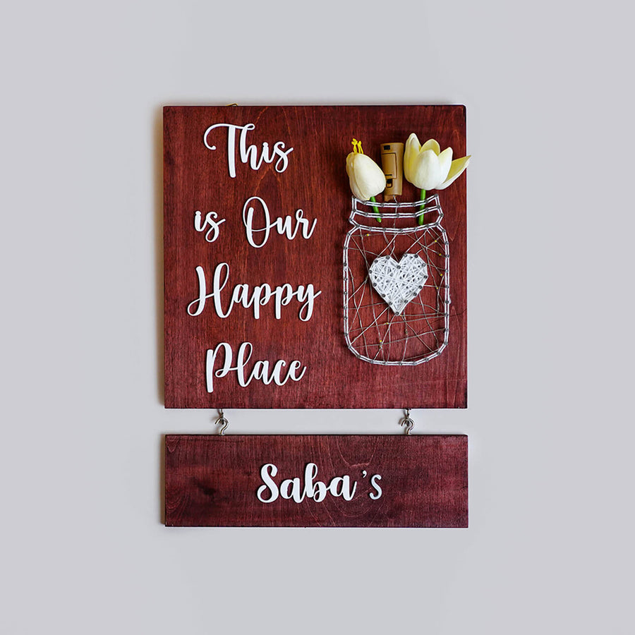 String Art Mason Jar Name Plate 1 - Front View with Name Personalization