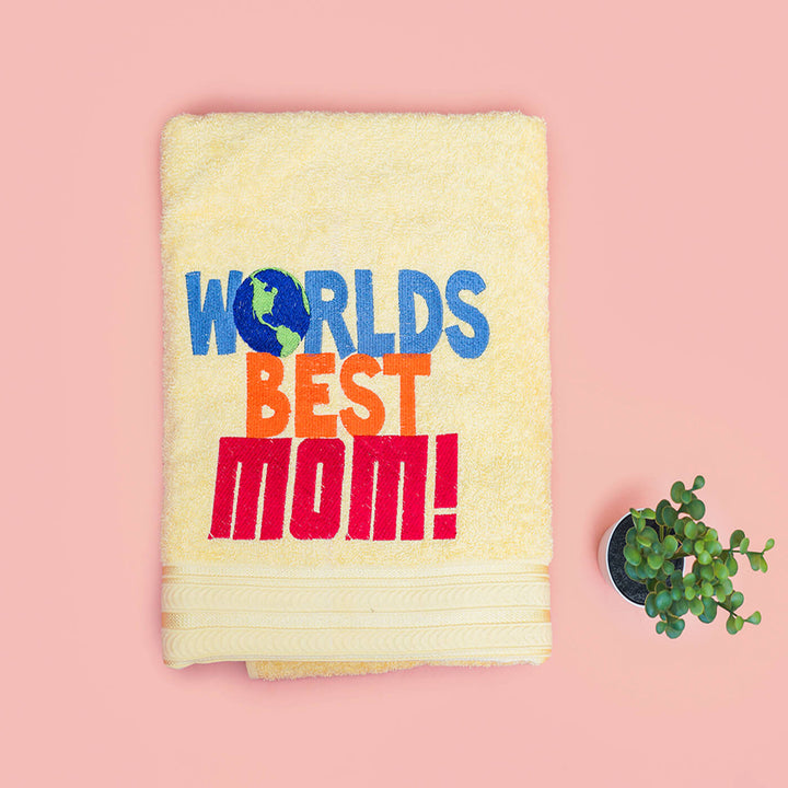 Embroidered Personalized Egyptian Cotton Towel - Best Mom & Dad | Set of 2