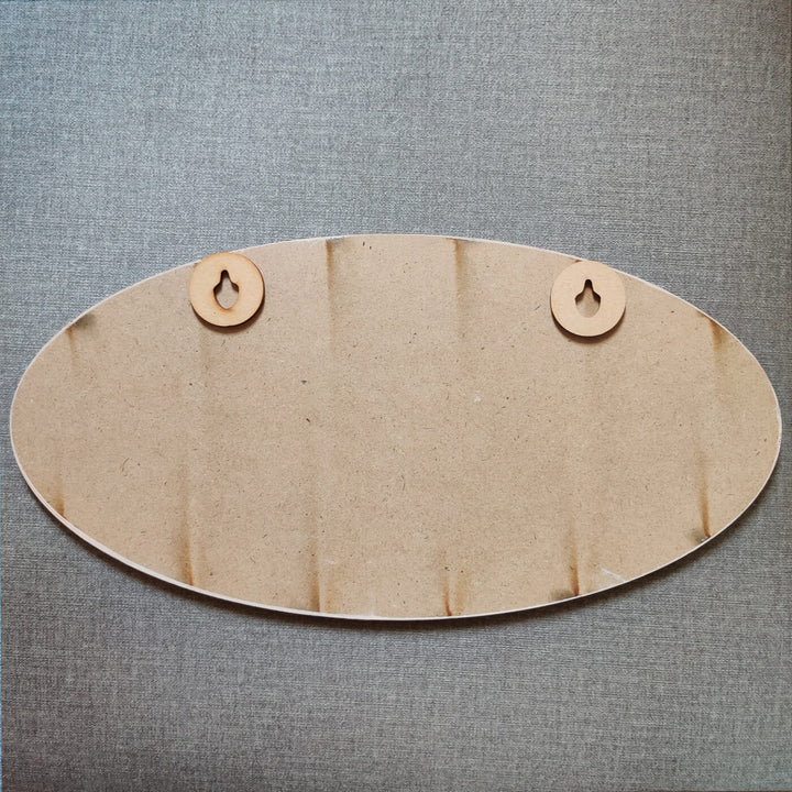 Handcrafted Personalized Clay Caricature Baby Shower Name Plate - Back View Showing Hanging Hardware
