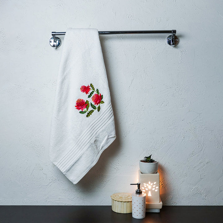 Embroidered Personalized Egyptian Cotton Bath Towel - Waratah