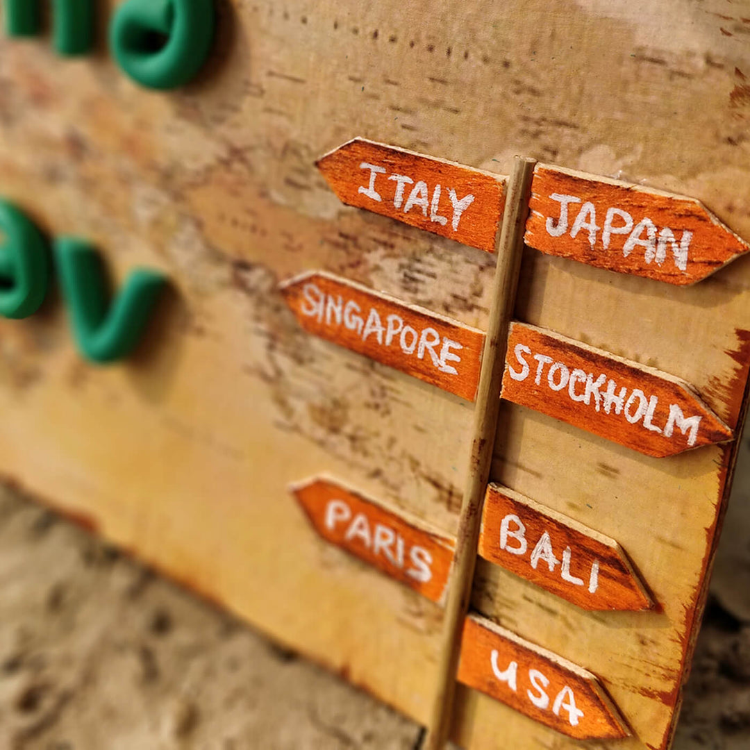 Handcrafted Personalized Clay Caricature Name Plate For Couples - Side View Showing Depth and Detail
