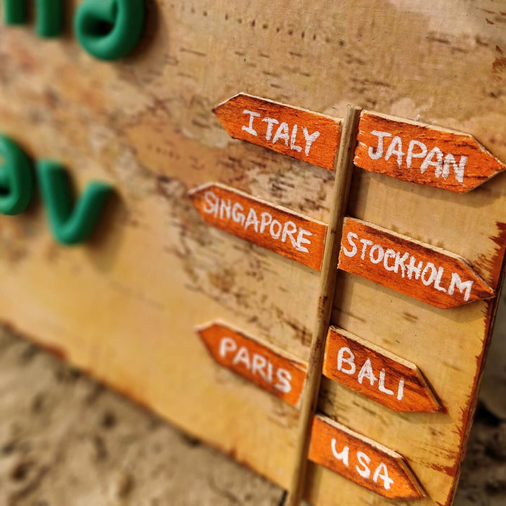 Handcrafted Personalized Clay Caricature Name Plate For Couples - Side View Showing Depth and Detail