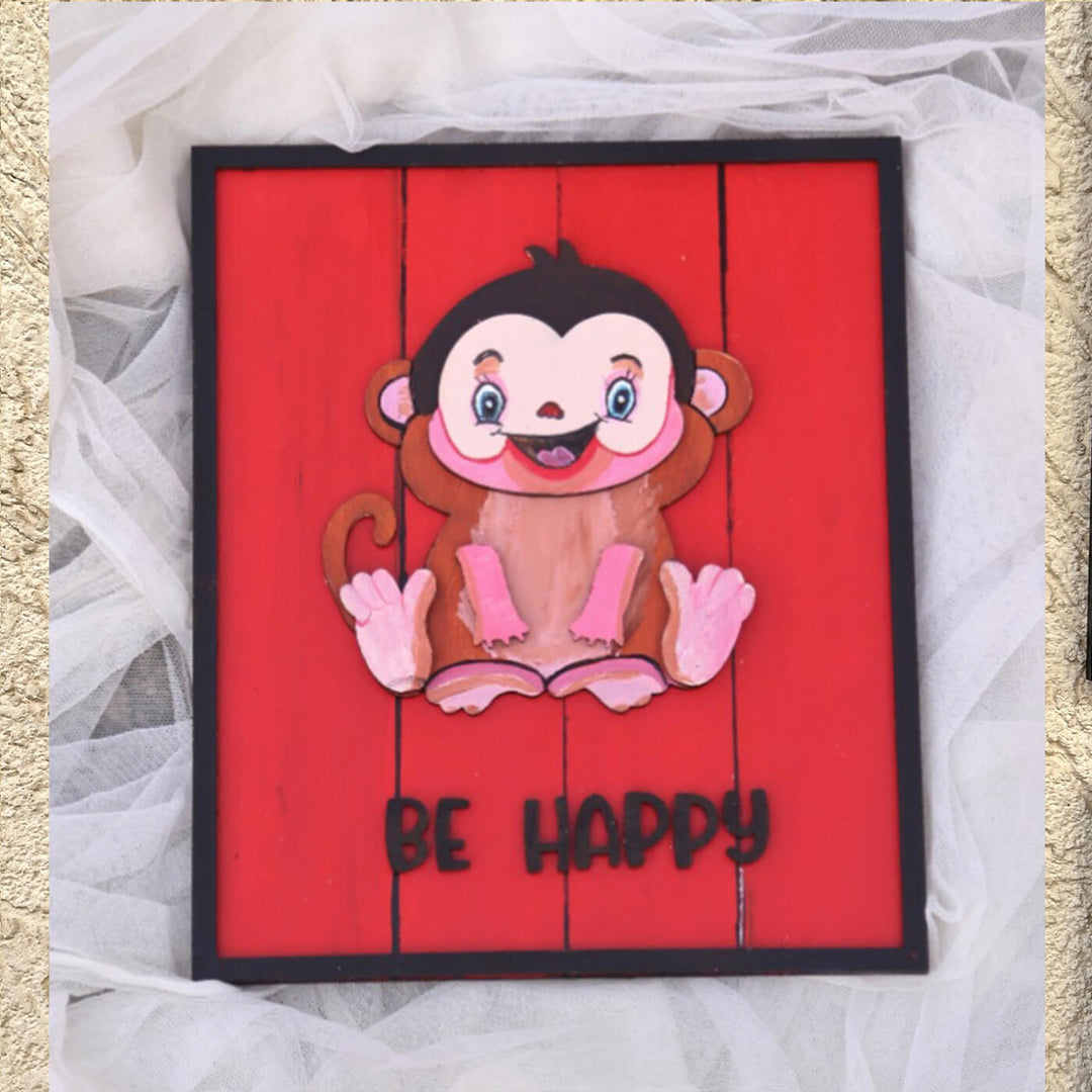 Hand Painted Affirmations Animal Wall Art For Kids - Front View on Fabric Background