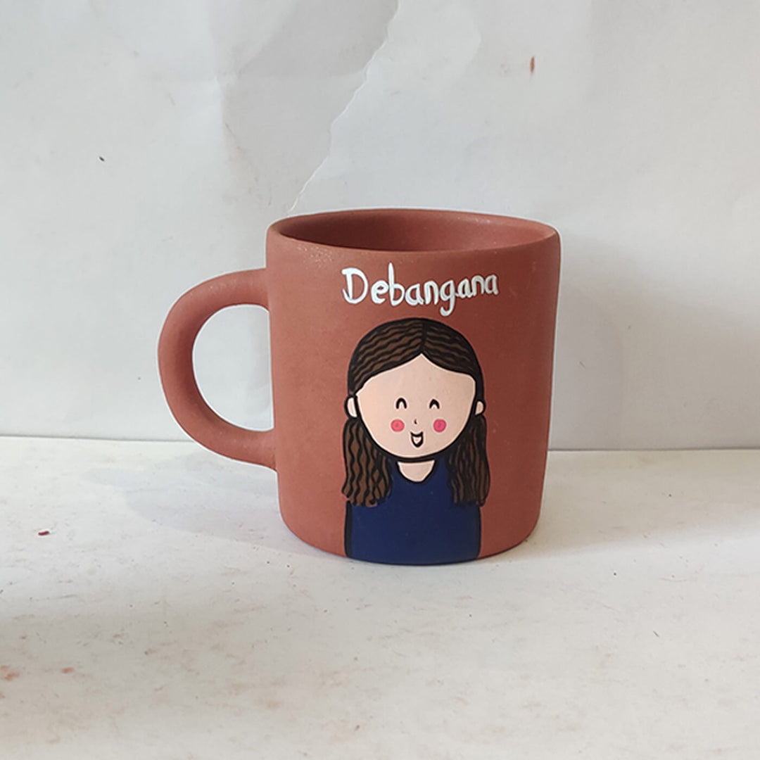 Handpainted Personalised Terracotta Mug with Caricatures